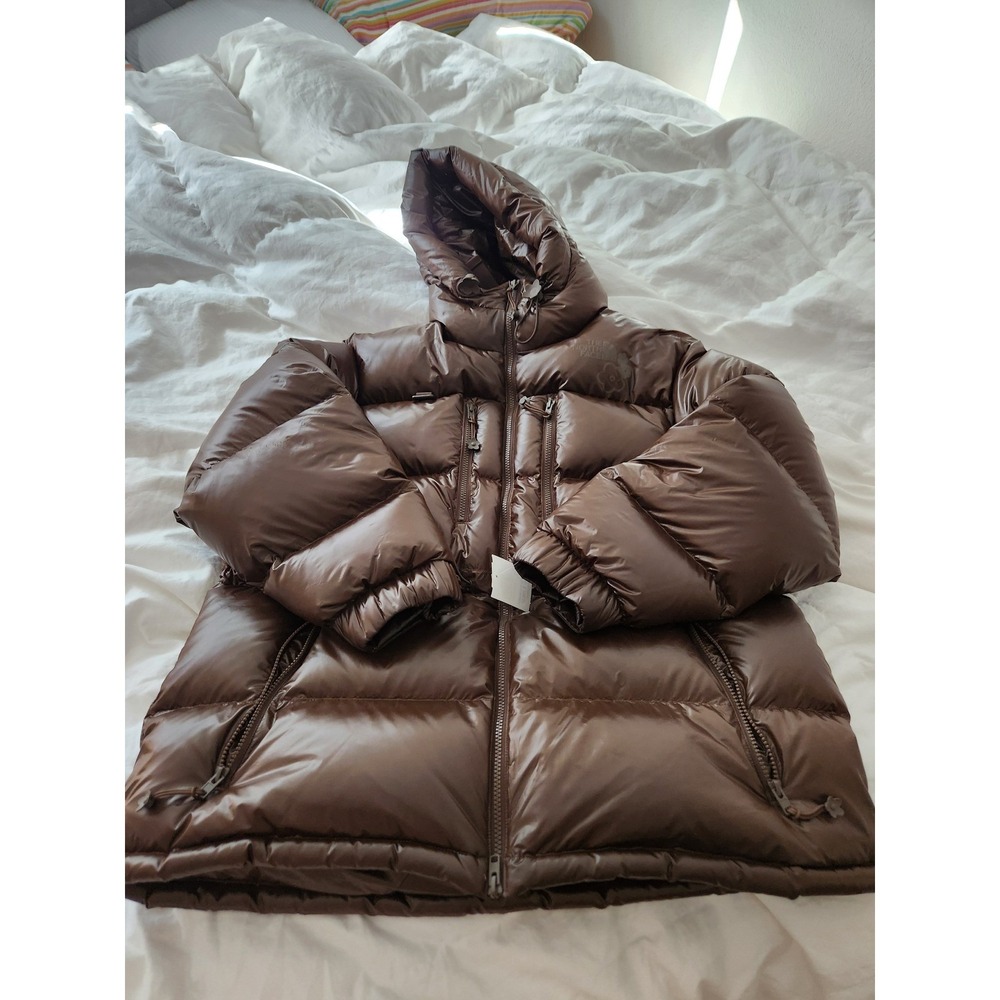 TNF x Cecilie Bahnsen Brown Glossy 800 Down Puffer Jacket Womens S Puff Coat